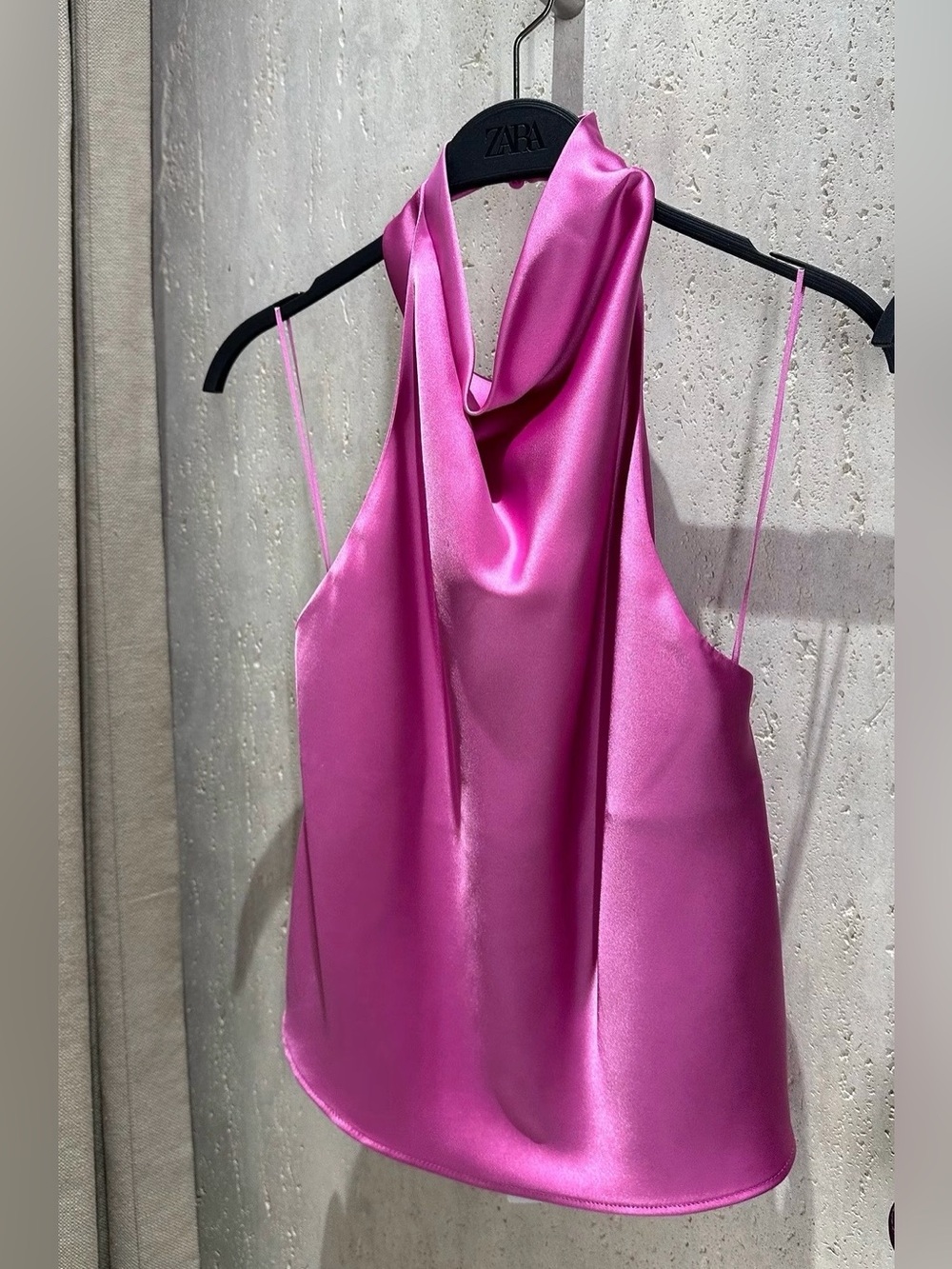 Zara Lilac Satin Halter Cowl Neck Tank Top Size Large (NWT)
